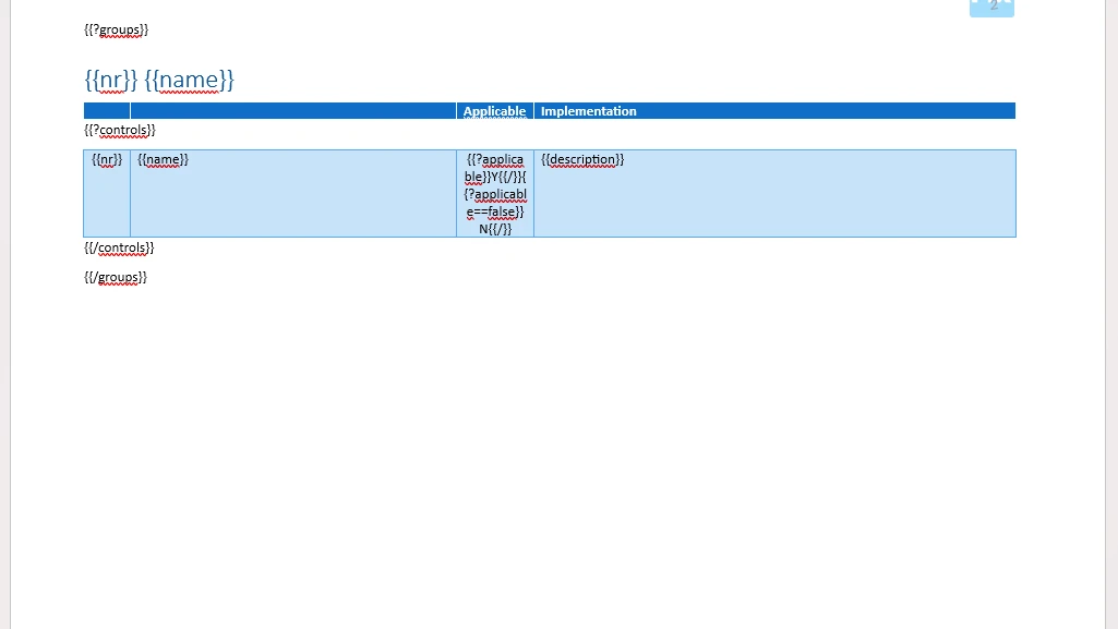 Template des einfachen Reports